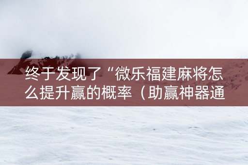 终于发现了“微乐福建麻将怎么提升赢的概率（助赢神器通用版）