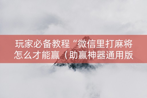玩家必备教程“微信里打麻将怎么才能赢（助赢神器通用版）