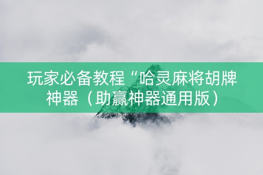玩家必备教程“哈灵麻将胡牌神器（助赢神器通用版）