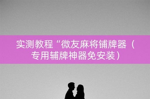 实测教程“微友麻将铺牌器（专用辅牌神器免安装）