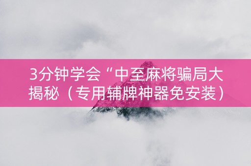 3分钟学会“中至麻将骗局大揭秘（专用辅牌神器免安装）