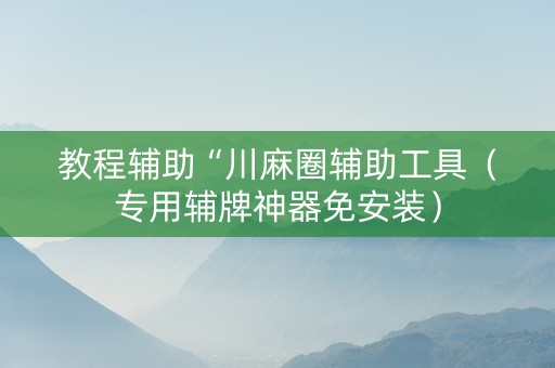 教程辅助“川麻圈辅助工具（专用辅牌神器免安装）