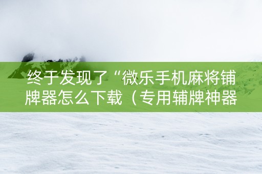 终于发现了“微乐手机麻将铺牌器怎么下载（专用辅牌神器免安装）