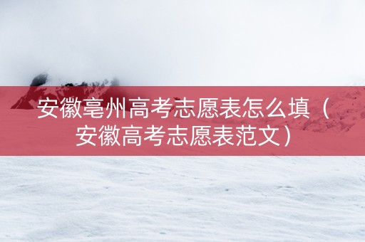 安徽亳州高考志愿表怎么填（安徽高考志愿表范文）
