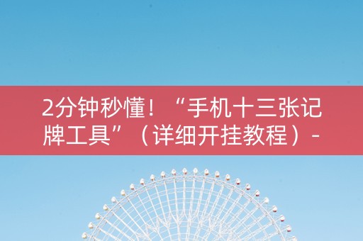 2分钟秒懂！“手机十三张记牌工具”（详细开挂教程）-哔哩哔哩