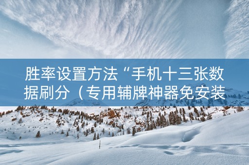 胜率设置方法“手机十三张数据刷分（专用辅牌神器免安装）