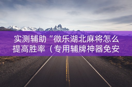 实测辅助“微乐湖北麻将怎么提高胜率（专用辅牌神器免安装）