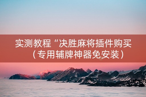 实测教程“决胜麻将插件购买（专用辅牌神器免安装）
