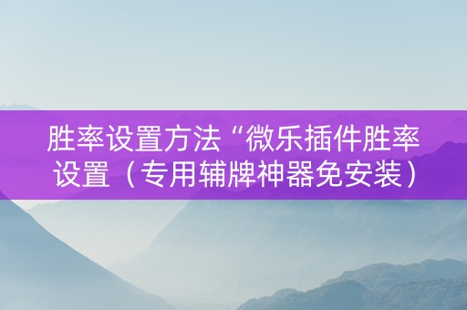 胜率设置方法“微乐插件胜率设置（专用辅牌神器免安装）