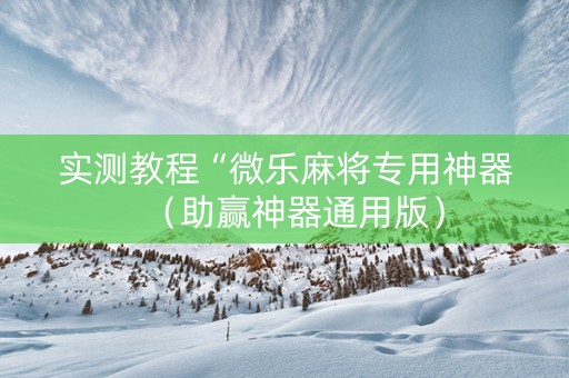 实测教程“微乐麻将专用神器（助赢神器通用版）