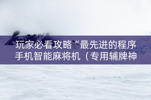 玩家必看攻略“最先进的程序手机智能麻将机（专用辅牌神器免安装）