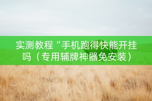 实测教程“手机跑得快能开挂吗（专用辅牌神器免安装）