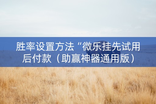 胜率设置方法“微乐挂先试用后付款（助赢神器通用版）