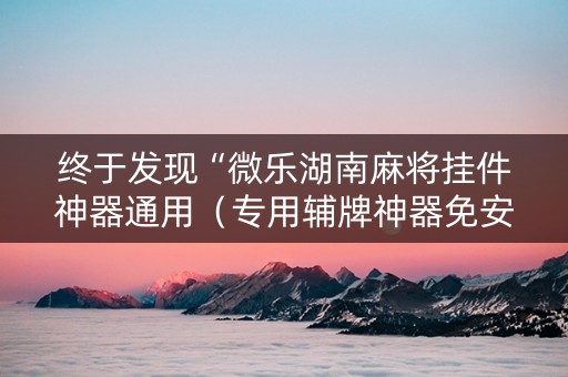 终于发现“微乐湖南麻将挂件神器通用（专用辅牌神器免安装）