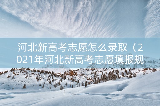 河北新高考志愿怎么录取（2021年河北新高考志愿填报规则）