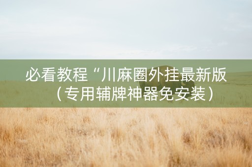必看教程“川麻圈外挂最新版（专用辅牌神器免安装）