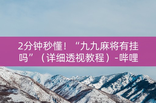2分钟秒懂！“九九麻将有挂吗”（详细透视教程）-哔哩哔哩