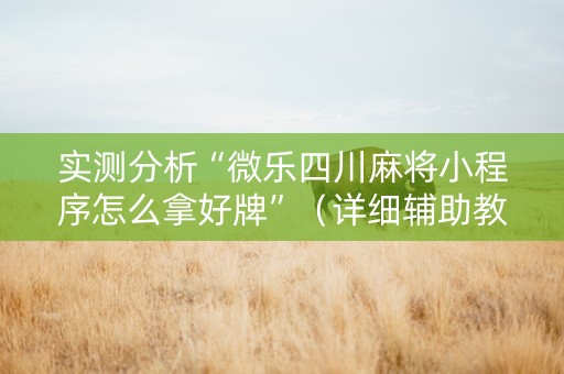 实测分析“微乐四川麻将小程序怎么拿好牌”（详细辅助教程）-哔哩哔哩