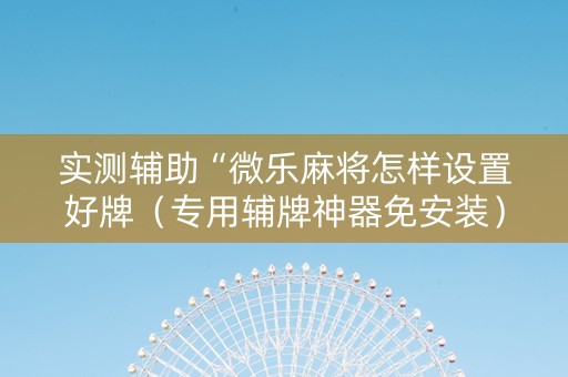 实测辅助“微乐麻将怎样设置好牌（专用辅牌神器免安装）