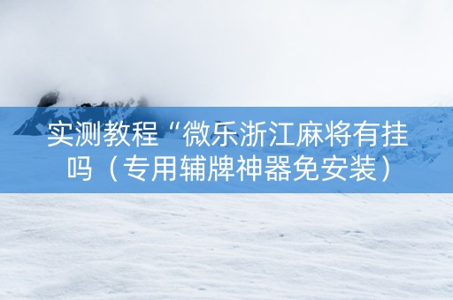 实测教程“微乐浙江麻将有挂吗（专用辅牌神器免安装）