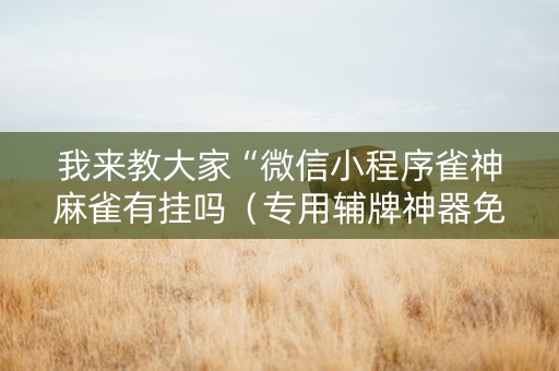 我来教大家“微信小程序雀神麻雀有挂吗（专用辅牌神器免安装）