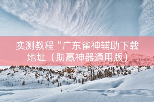 实测教程“广东雀神辅助下载地址（助赢神器通用版）
