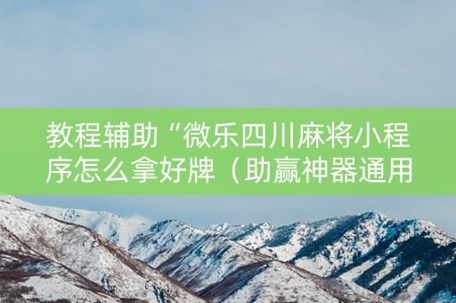 教程辅助“微乐四川麻将小程序怎么拿好牌（助赢神器通用版）