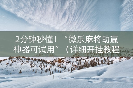 2分钟秒懂！“微乐麻将助赢神器可试用”（详细开挂教程）-哔哩哔哩