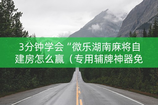 3分钟学会“微乐湖南麻将自建房怎么赢（专用辅牌神器免安装）