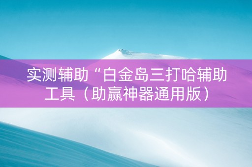 实测辅助“白金岛三打哈辅助工具（助赢神器通用版）