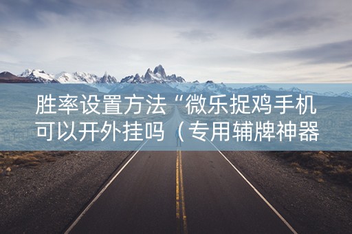 胜率设置方法“微乐捉鸡手机可以开外挂吗（专用辅牌神器免安装）