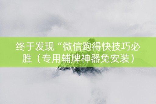终于发现“微信跑得快技巧必胜（专用辅牌神器免安装）