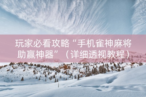 玩家必看攻略“手机雀神麻将助赢神器”（详细透视教程）-哔哩哔哩