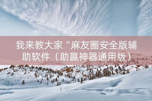 我来教大家“麻友圈安全版辅助软件（助赢神器通用版）