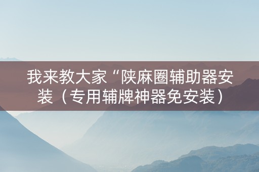 我来教大家“陕麻圈辅助器安装（专用辅牌神器免安装）