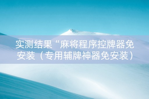 实测结果“麻将程序控牌器免安装（专用辅牌神器免安装）
