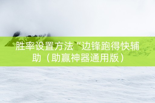 胜率设置方法“边锋跑得快辅助（助赢神器通用版）