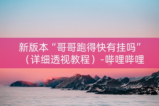 新版本“哥哥跑得快有挂吗”（详细透视教程）-哔哩哔哩