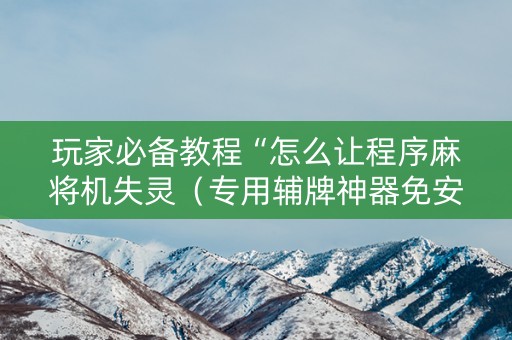 玩家必备教程“怎么让程序麻将机失灵（专用辅牌神器免安装）