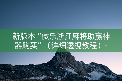 新版本“微乐浙江麻将助赢神器购买”（详细透视教程）-哔哩哔哩