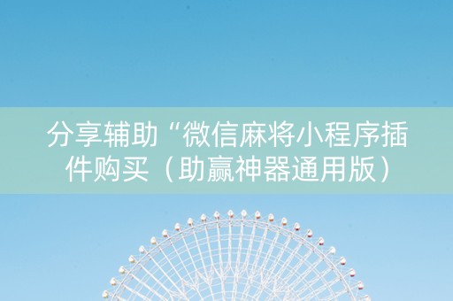 分享辅助“微信麻将小程序插件购买（助赢神器通用版）
