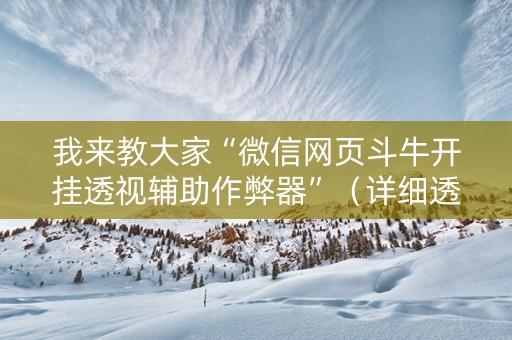 我来教大家“微信网页斗牛开挂透视辅助作弊器”（详细透视教程）-哔哩哔哩