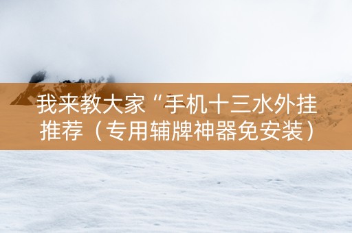 我来教大家“手机十三水外挂推荐（专用辅牌神器免安装）