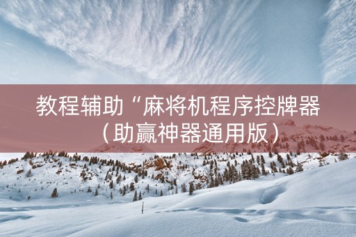 教程辅助“麻将机程序控牌器（助赢神器通用版）