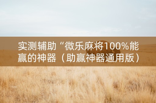 实测辅助“微乐麻将100%能赢的神器（助赢神器通用版）