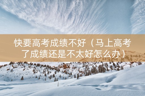 快要高考成绩不好（马上高考了成绩还是不太好怎么办）