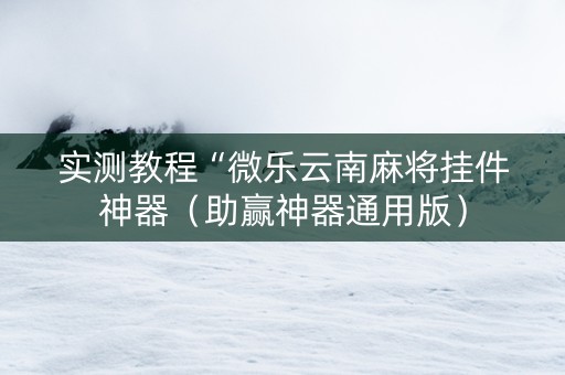 实测教程“微乐云南麻将挂件神器（助赢神器通用版）
