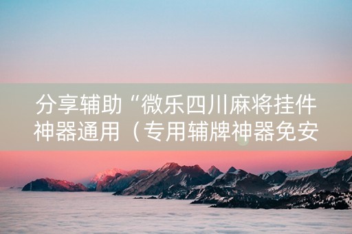 分享辅助“微乐四川麻将挂件神器通用（专用辅牌神器免安装）