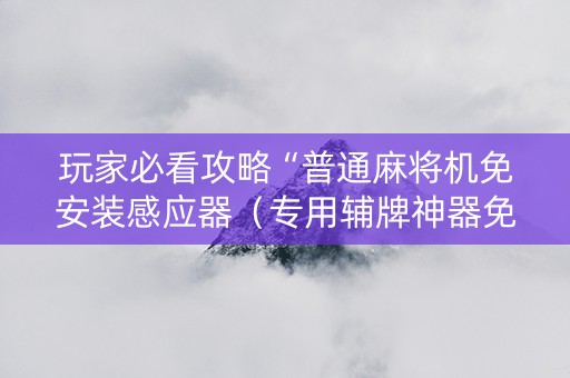 玩家必看攻略“普通麻将机免安装感应器（专用辅牌神器免安装）