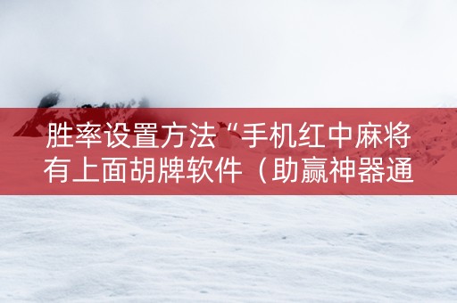 胜率设置方法“手机红中麻将有上面胡牌软件（助赢神器通用版）